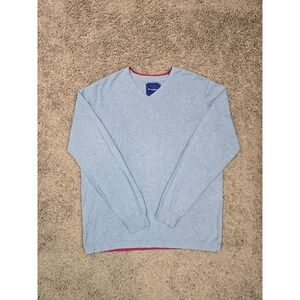 Tommy Bahama Men's‎ V-Neck Sweater Large Blue Cotton Cashmere Blend Pullover